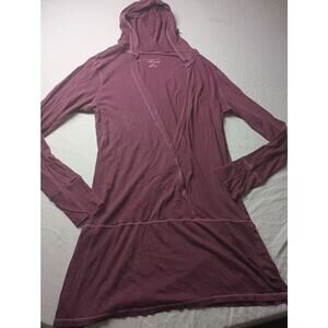 Vintage Y2K Old Navy Purple Berry Wrap Long Tunic Blouse Hooded Size XL